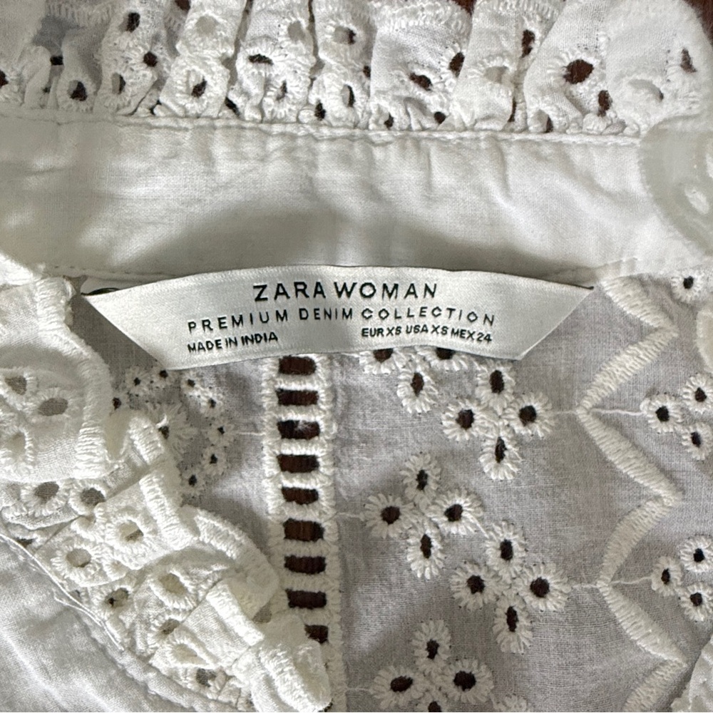 Zara White Eyelet Lace Blouse - Picture 4 of 7